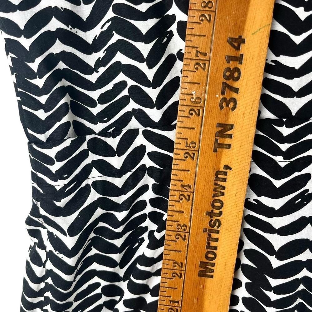 East 5th Fit‎ & Flare Dress Black White Sleeveless V-Neck Size 16 Career Cotton - Picture 8 of 9